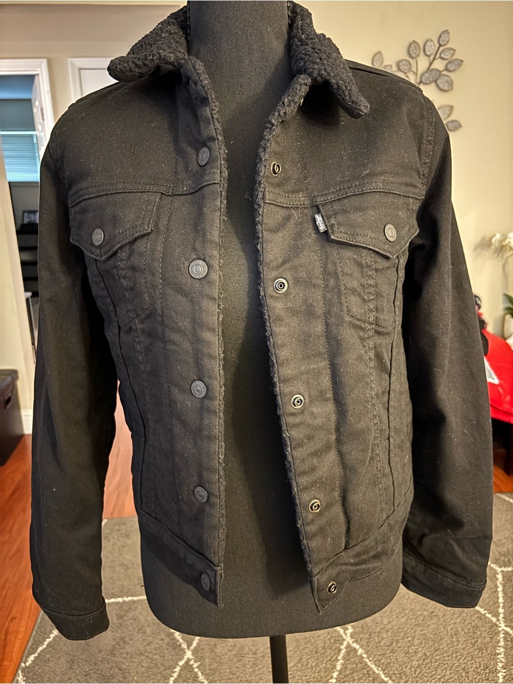 Levi's Black Sherpa Lined Denim Jacket - small